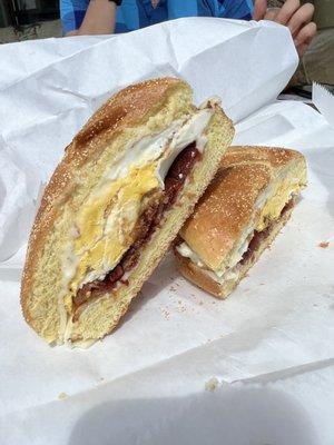 Bacon egg and cheese breakfast sandwich