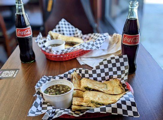 Birria Tacos and Quesabirra and of course they have the real Mexican Coke!