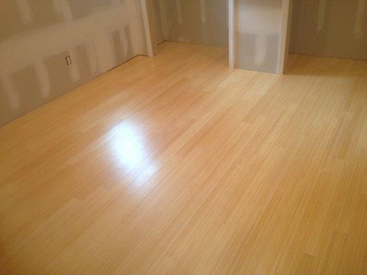 GARAGE CONVERSION 2ND PIC--ALMOST COMPLETED  Installation of wood flooring, painting and finishing in next pic