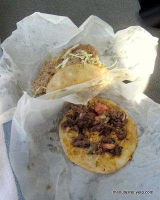 KALUA PORK TACO (top) and CARNE ASADA TACO (bottom) - 5 stars