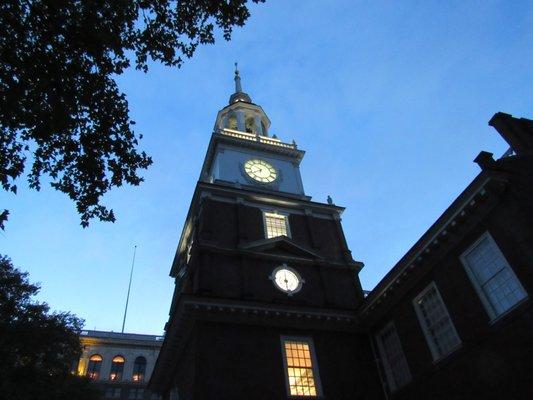 Independence Hall at dusk, just before we went inside.