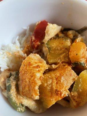 plated Red Curry Pumpkin with chicken