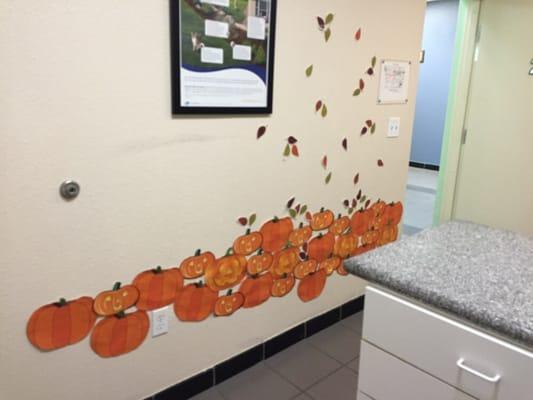 Awesome halloween decorations in the exam room