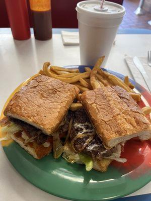 Steak sandwich with fries