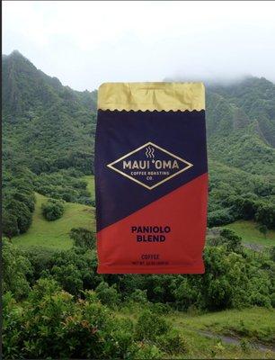 Paniolo Blend, a rich light and dark roast combination.