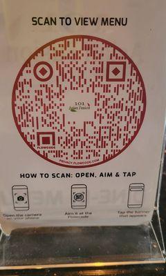 Table, scan for menu QR code 12/28/22