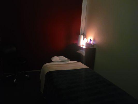 Setup for my private room massage. $60 for 1 hour full body massage.