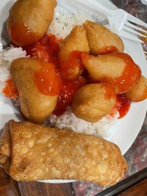 Sweet and sour chicken and Pork Egg Roll