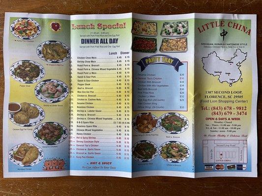 Front and Back of current Menu 08022021