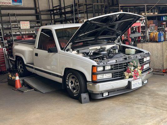 89 Chevrolet getting her smogged.