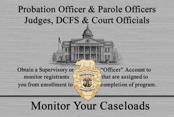 Officers, Court Officials, DCFS Social Workers, Pretrial Reps, Judges etc. may obtain a Supervisory or "Officer" Account to monitor cases.