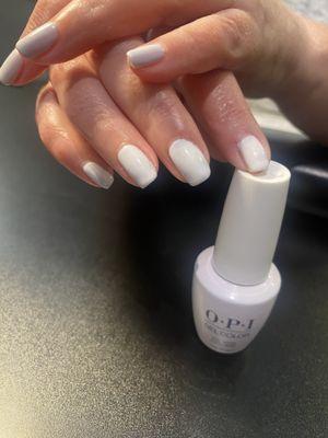 Spring forward with this lovely white gel manicure on natural nails