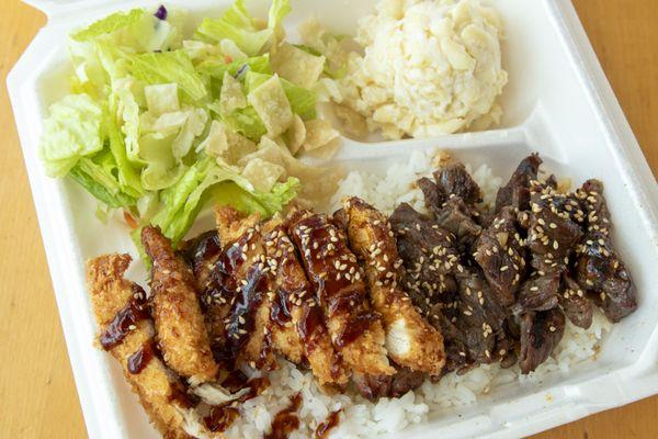 Chicken Katsu and Beef Teriyaki Plate