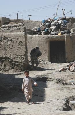 Paul Olsen, "Boy and Soldier," color photograph