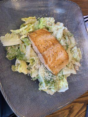 Salmon on Caesar salad