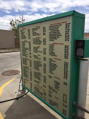 Drive Up Menu