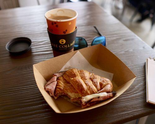 Ham and cheese croissant with a large mocha at Cafe Collage in Venice.