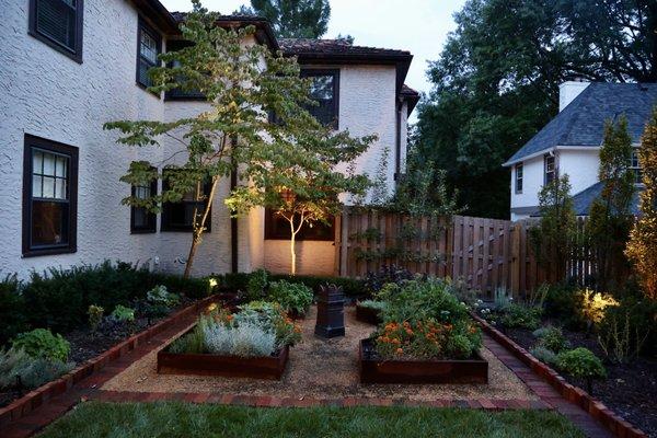 Raised beds add interest the landscape design.