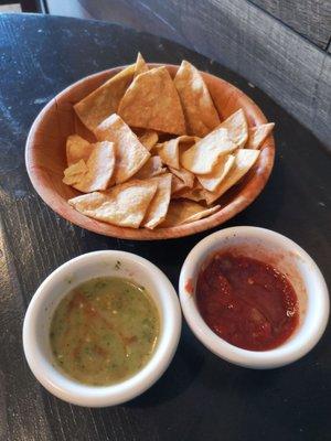 Complimentary chips and salsa. The salsas tasted pretty good.