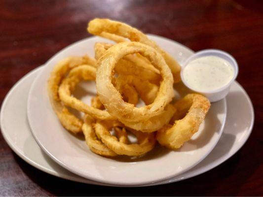 Homemade Onion Rings and ask for a side of the homemade ranch or blue cheese