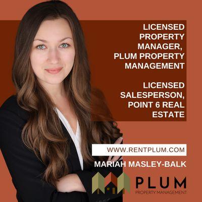 Mariah Masley-Balk, Licensed Property Manager