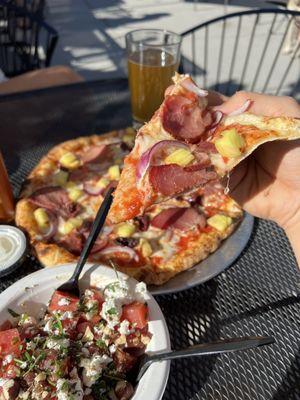 Hawaiian Pizza, Beets by A, crispy brew to wash it down.