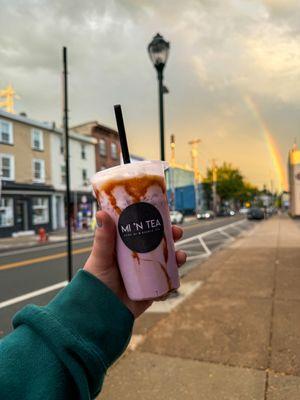 (pictured, build-your-own milk tea with black tea, taro, brown sugar, and cold foam)