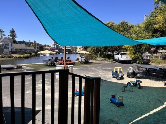 Love this sand and patio-waterfront area!