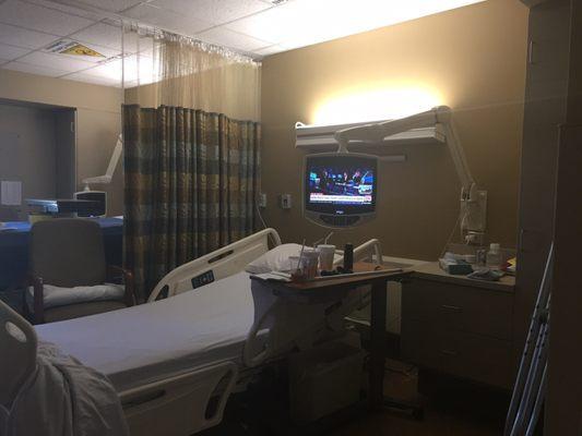 Cool tv, nice supplies provided to each patient.