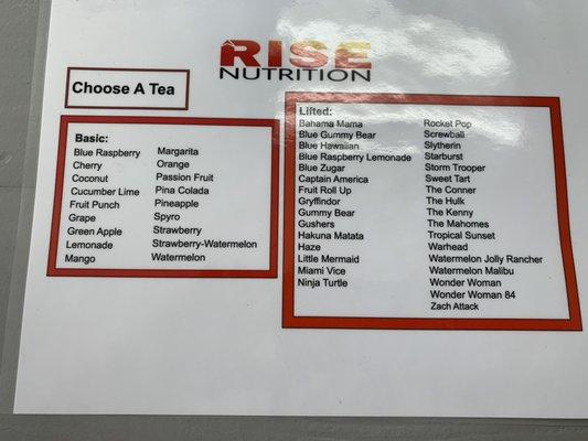 Tea Menu