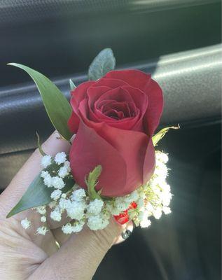 Red rose Boutonniere