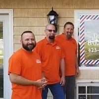 barbers left to right Derrick Watson Tim Watson Ed Dawson owner Don Moody Levi Moody