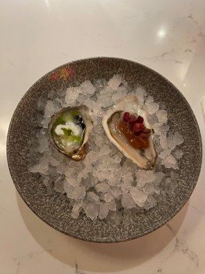 Amuse bouche - duo of oysters