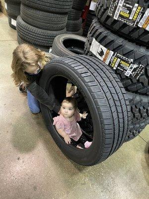 Baby in a tire