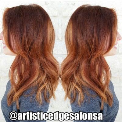 Gorgeous fiery red by stylist Victoria Reynolds #artisticedgesalon #artisticedgegirl