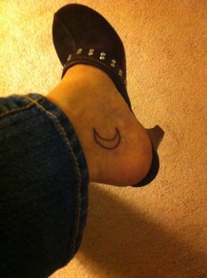 small moon on left ankle