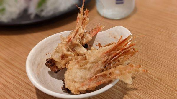 Fried sweet shrimp heads