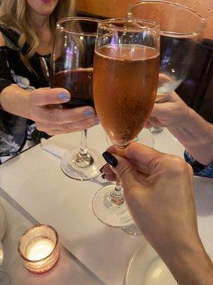 Bubbly Rosé & wine toast