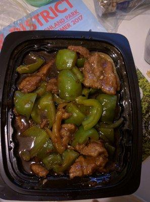 Pepper Beef, okay but a little light on the beef and heavy on the peppers... and a bit too slimey.