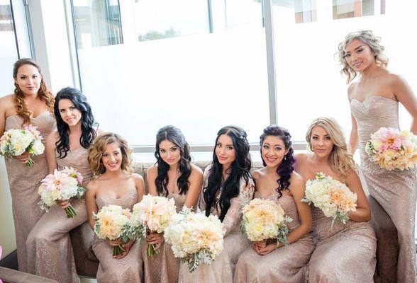 Gorgeous bridal party hair and airbrush makeup