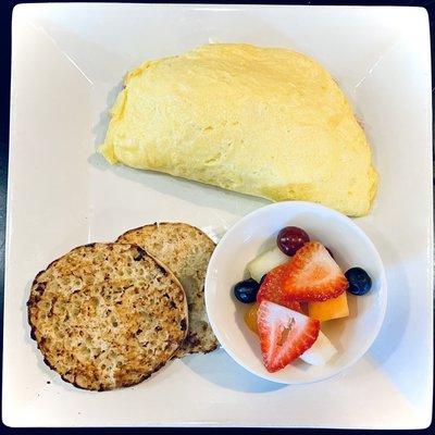 Classic omelette with an English muffin and Fruit