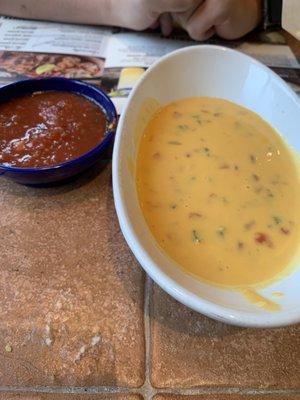 Fresh salsa and regular queso