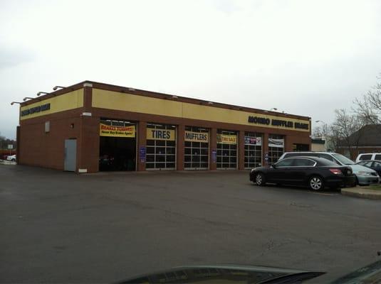 View of garage bays. To get here turn in before the blockbuster (on University)