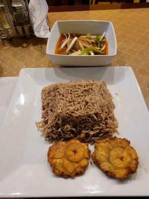 Codfish, rice and beans, and plantains!