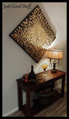 A photo of one of our happy customers. Wall art, Lamp and Entry Table  Bought here at Just Good Stuff !!!