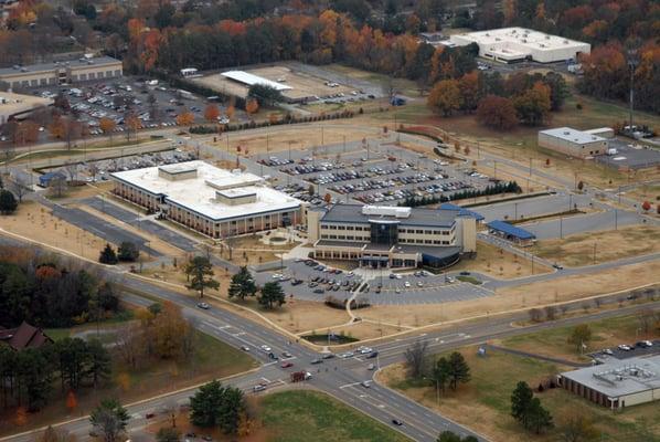 Aerial view of the main office of Redstone Federal Credit Union located at 220 Wynn Dr Huntsville, AL 35893.