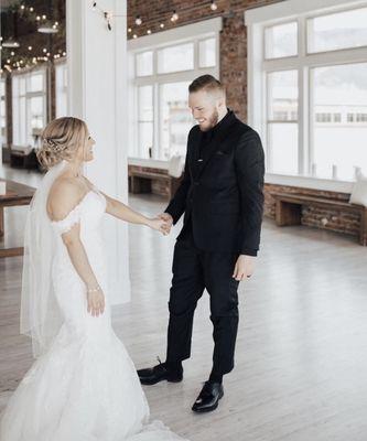 Off the shoulder wedding dress