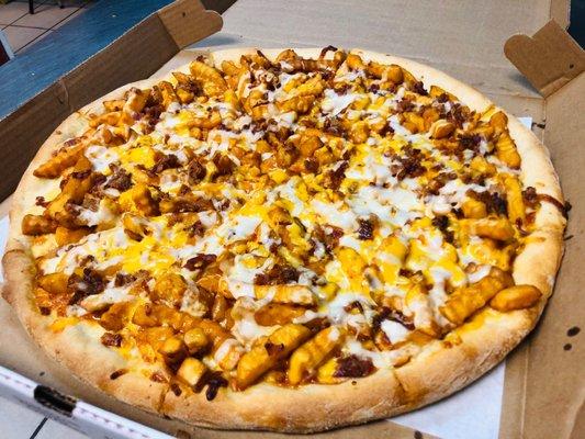 French fries pizza