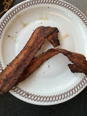 Badly burnt bacon