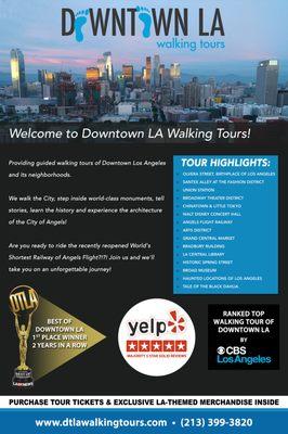 Poster designed to be hung on shop window.
 Client: Downtown LA Walking Tours